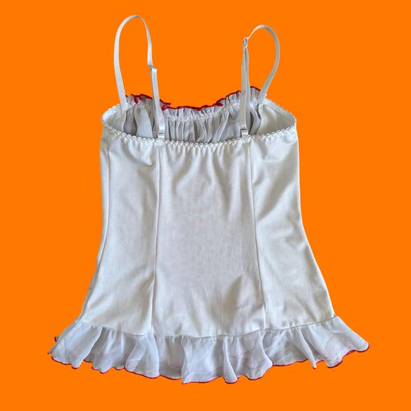 00's vintage white cherry print milkmaid lingerie y2k babydoll XS SMALL - Picture 5 of 8
